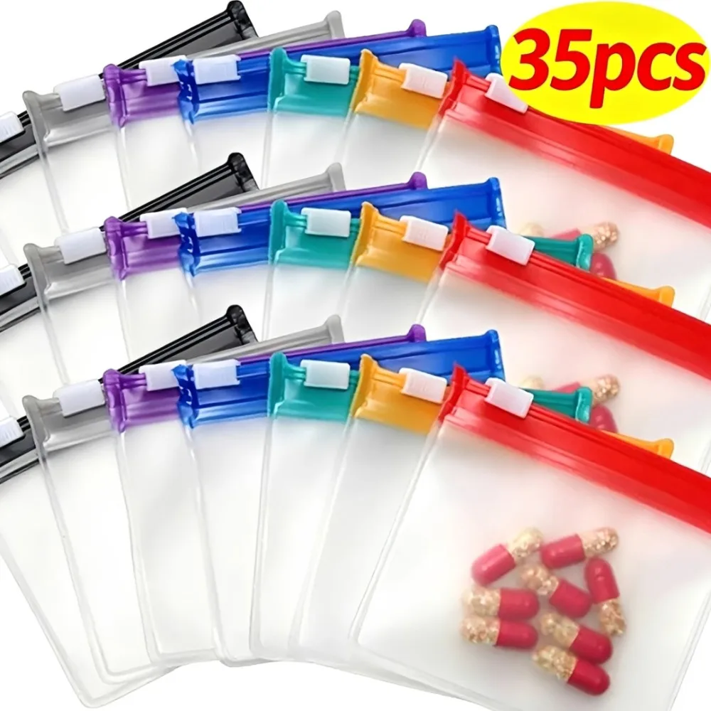 Travel Ziplock Bags - Mini sacs distributeurs de pilules colorés,