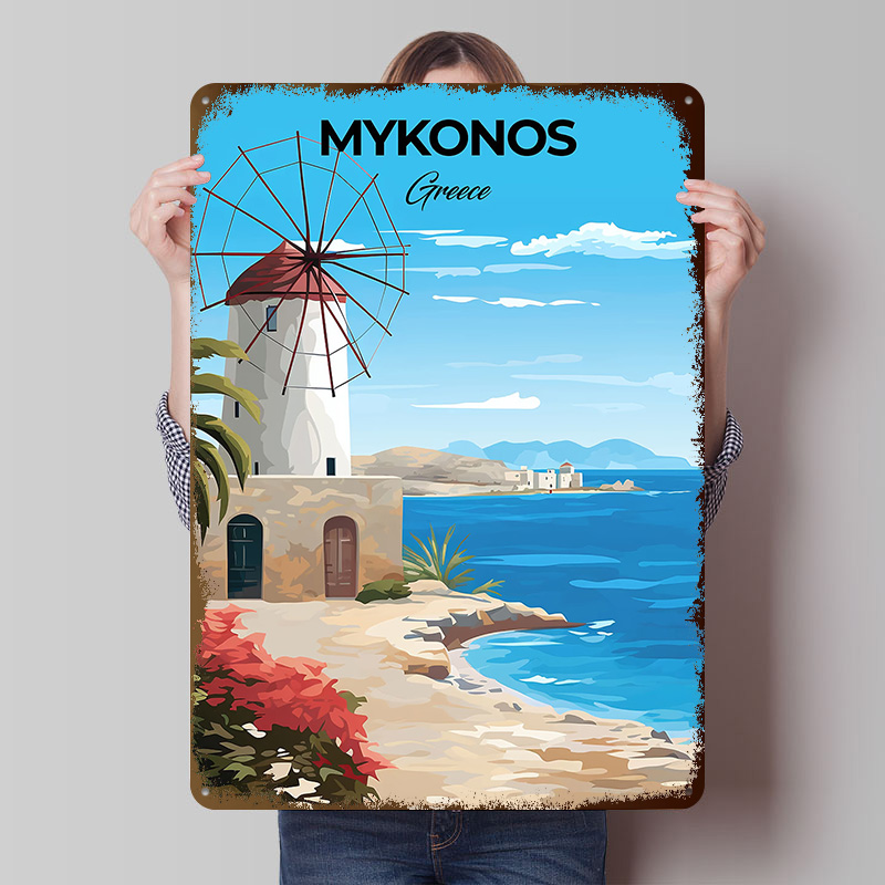 Travel Accessories Greece - Affiche de voyage Mykonos Grèce, plaques