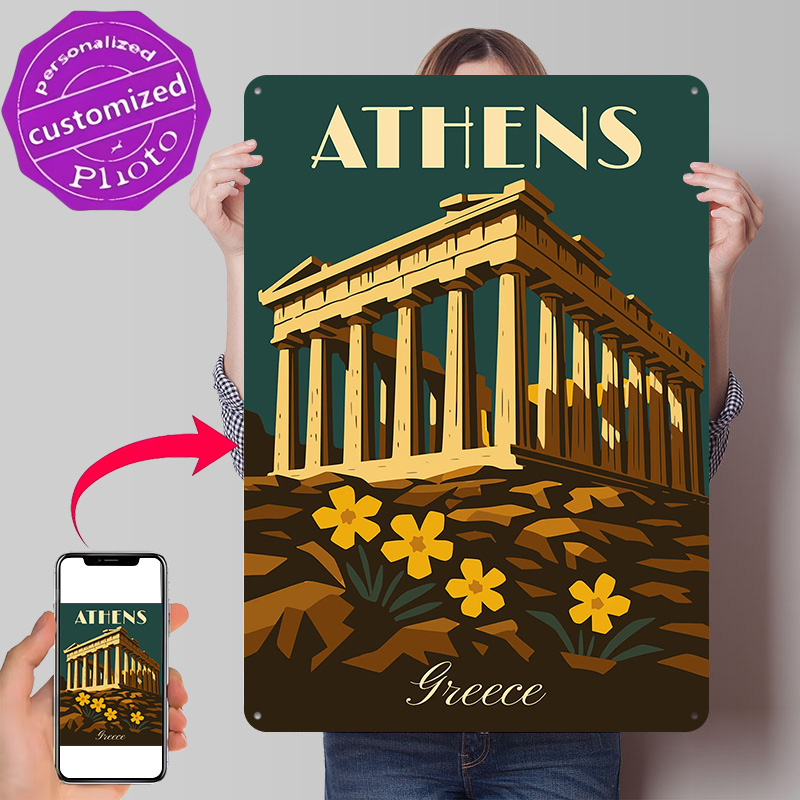 Travel Accessories Greece - Affiche métallique rétro de voyage Athènes