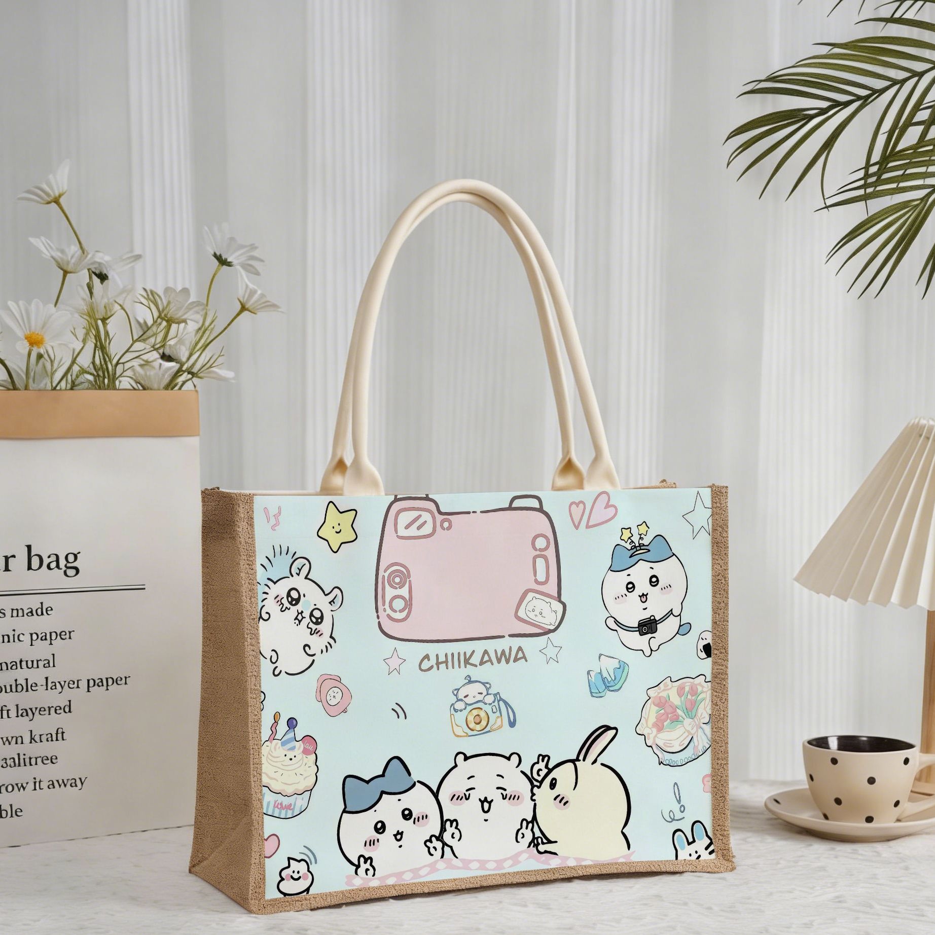 Travel Accessories Shops - Sac à main en lin Kawaii