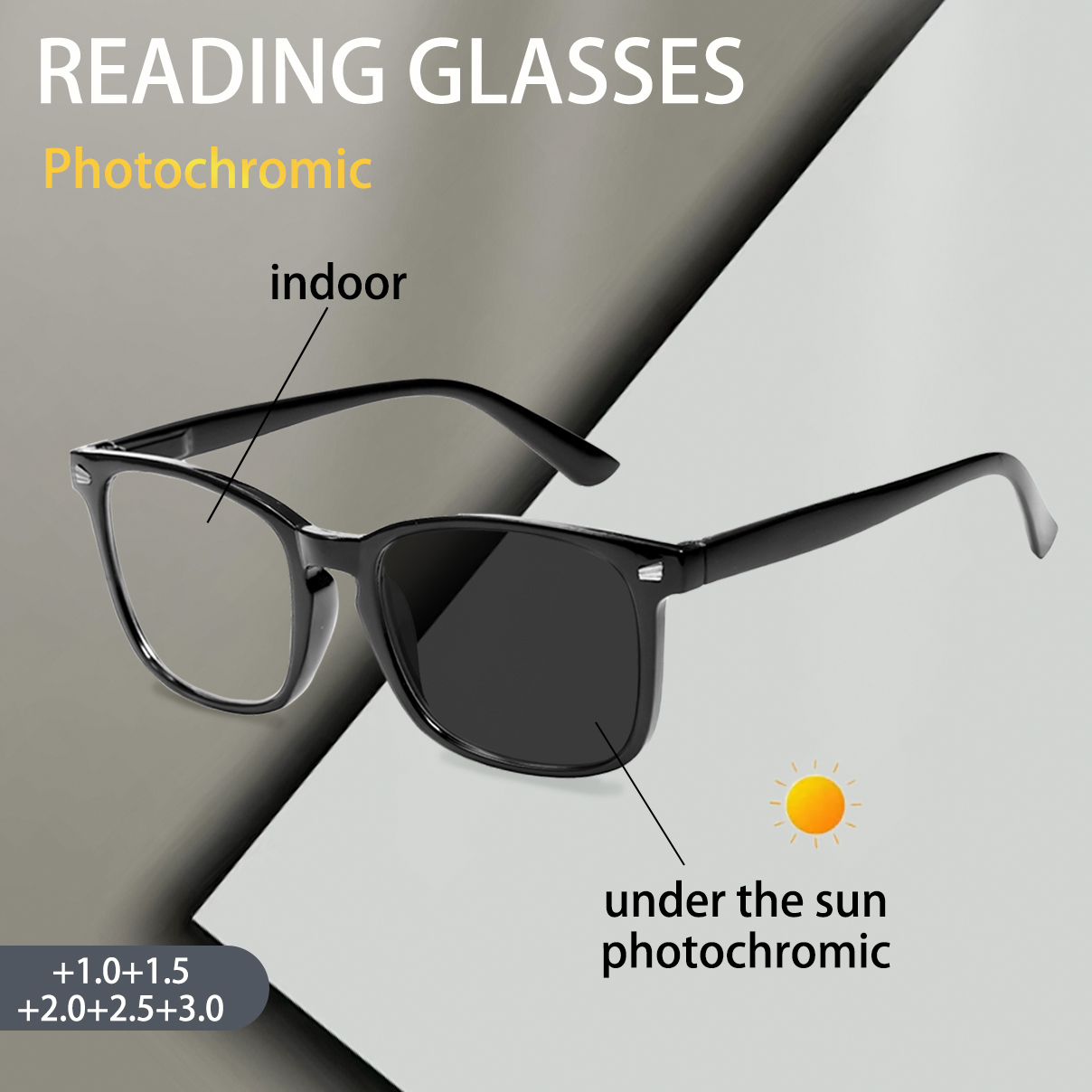 Book Light Flexible - Lunettes de lecture photochromiques pour hommes