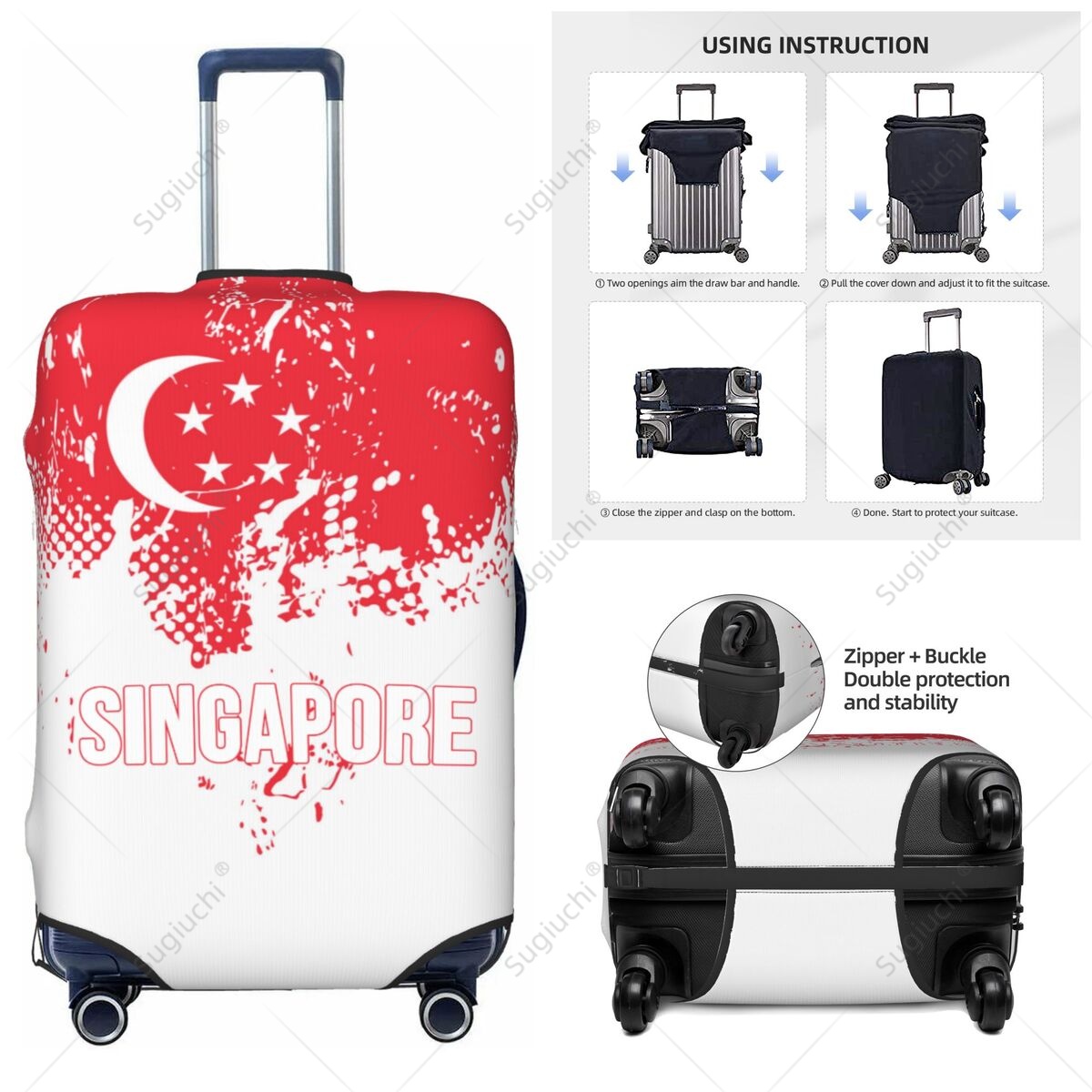 Travel Accessories Singapore - Housse de bagage drapeau de singapour,