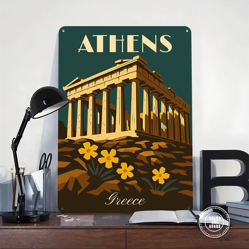 Affiche métallique rétro de vo - Travel Accessories Greece avis et prix