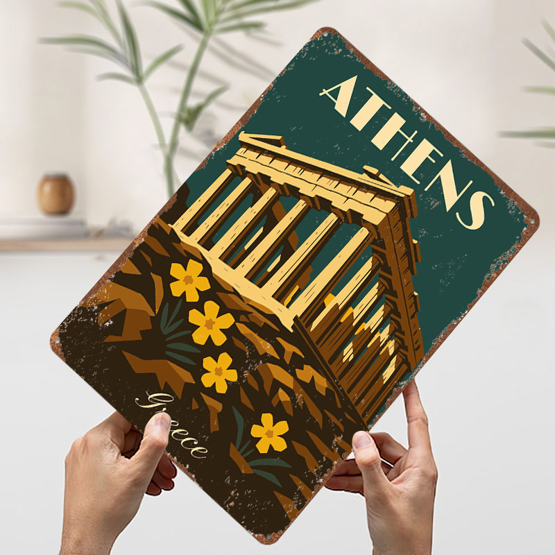 Affiche métallique rétro de vo - Travel Accessories Greece avis et prix