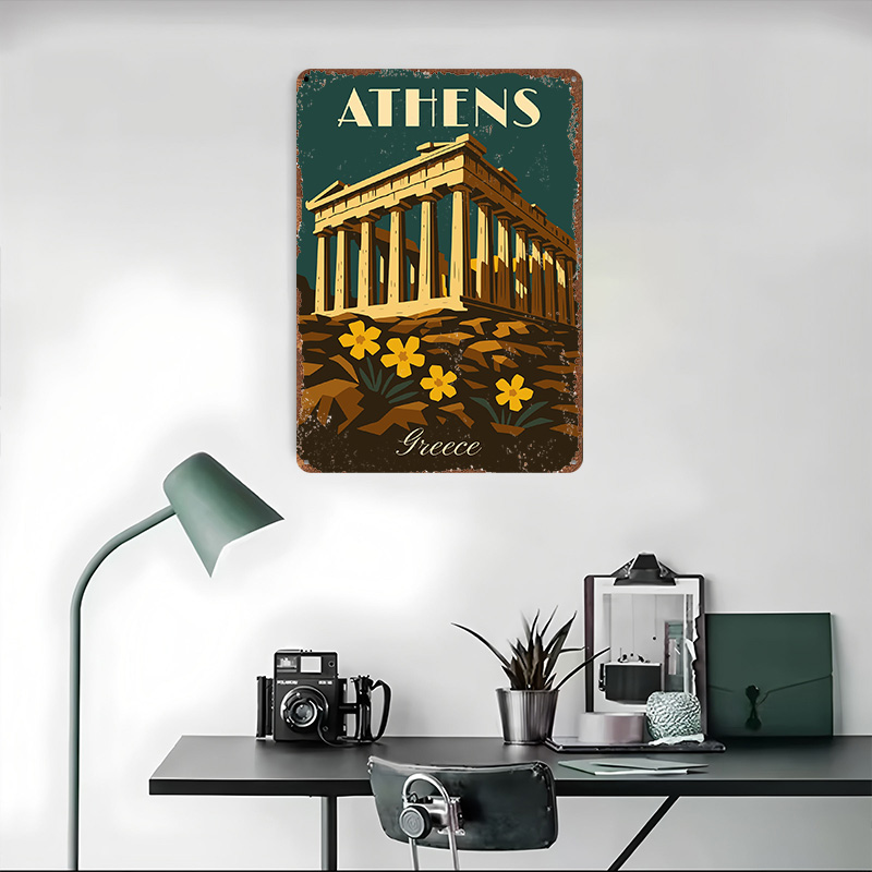 Affiche métallique rétro de vo - Travel Accessories Greece avis et prix